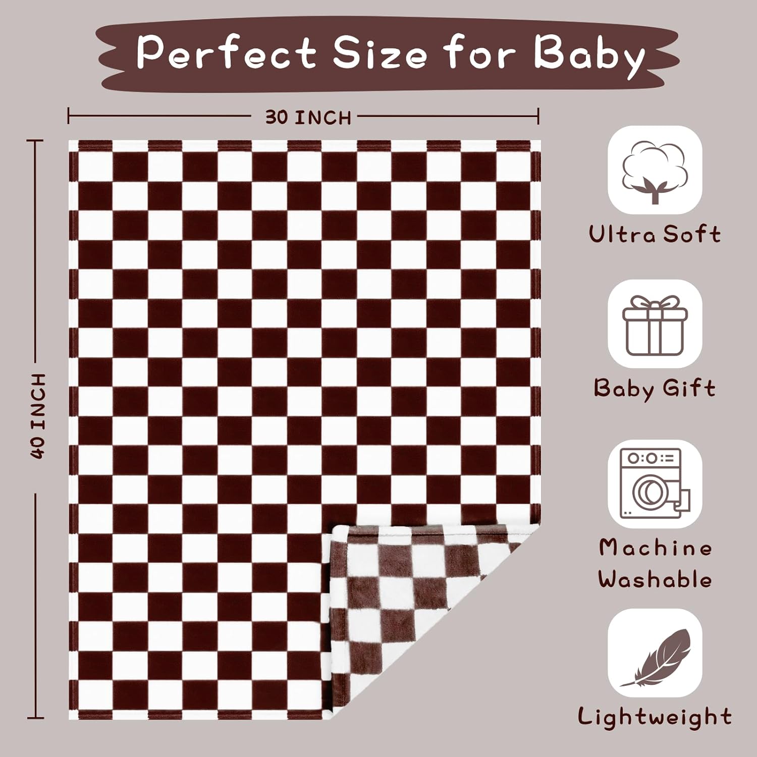 Yurhap Checkered Baby Blanket - Super Soft Fleece for Boys & Girls | 30x40 Inch, Warm & Lightweight