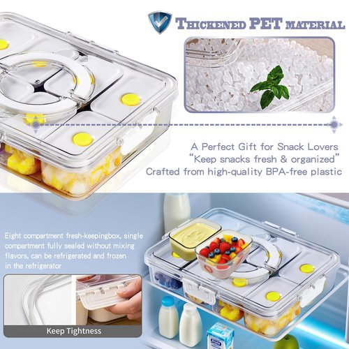 FZDSY Snackle Serving Tray with Lid – Leak-Proof Upgraded Snack Platter for Dips, Sauces, Fruits & Veggies – Airtight Covered Food Tray for BBQ, Picnics, Road Trips & Outdoor Entertaining
