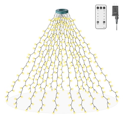TOPPORTED 400 LEDs Christmas Tree Lights,LED Christmas Lights with 8 Light Modes,Timer& Memory Function,Remote Control,16 Strands 6.6FT String Light for Wedding,Home Party,Xmas Tree Decor,Warm White