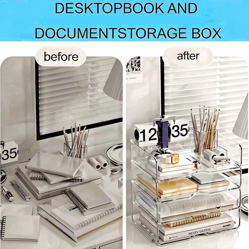 DCA Large Capacity Desk Organizer - 4 Tier Stackable File Organizer for Home, Office & School
