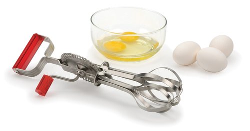 RSVP International Endurance (BEATR-RD) Antique Egg Beater, Hand-Crank, Stainless Steel, 12.25" | Whips & Beats Eggs, Cream, or Other Liquids | Dishwasher Safe | Retro Mixer