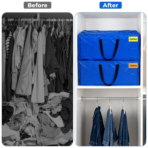 8 Pack Extra Large Moving Bags, Heavy Duty Clothes Storage Totes Bags with ColorNote & Handles, Moving Boxes Alternative Packing Bags for Space Saving
