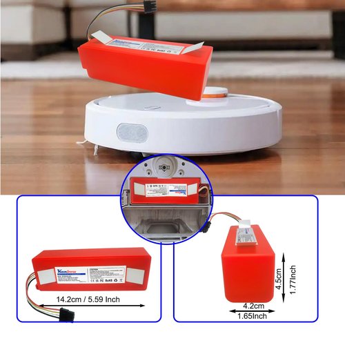 kunbow 6800mAh Replacement Battery for Xiaomi Roborock S4 S5 S6 S7 S50 S60, Battery for Xiaomi Roborock Q5 Q7 Pro/Max+，for Xiaomi Mi Robot, Mijia 1. and 2. Generation Vacuum Cleaner (14.4V/97.92Wh)