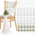 Regine Switzerland Wedding Aisle Decorations - 24 Sets of Elegant White Ribbon Bows with Eucalyptus Stems for Ceremony and Chair Sashes