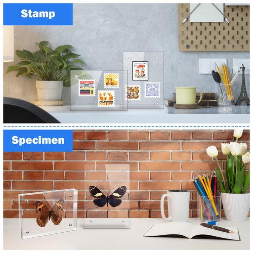 M-sorflly Small 4×4 Inches Acrylic Picture Frame,Clear Magnetic Picture Frame for Wedding,Double Sided Frameless Photo Frame for Desktop Free Standing,Display Stand Acrylic Frame