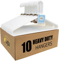 Quality White Plastic Hangers - Heavy Duty 10 Pack for Clothes | Thick Standard Closet Hangers (White)