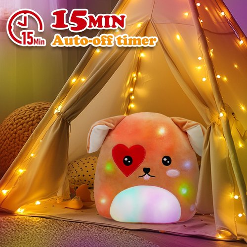 CozyWorld 12 in Valentines Puppy Dog Plush, Light up Valentines Stuffed Dog with Heart, Original Squishy Pillow with Colorful Night Lights Valentine Gifts for Kids Girls Boys Girlfriend