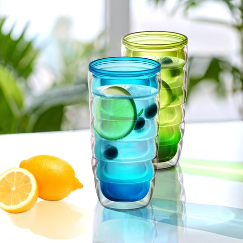 Amazing Abby - Arctic - 24-Ounce Insulated Plastic Tumblers (Set of 6), Double-Wall Plastic Drinking Glasses, Mixed-Color Reusable Cups, BPA-Free, Shatter-Proof, Dishwasher-Safe
