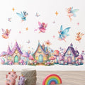 Amaonm Cartoon Princess Butterfly Girls Room Wall Decal Flower Angel with Rainbow Castles Wall Sticker DIY Peel and Stick Mushroom Wall Decor for Home Nursery Bedroom Bathroom (A)