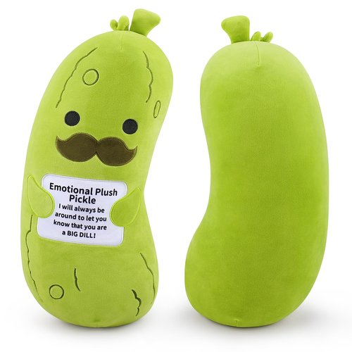 Sprinqdawin Emotional Plush Pickle-20” Pickle Stuffed Animal,Plushies Cucumber Stuffed Animal with Positive Warm Words,Kawaii Plush Toy Kids Birthday Gifts,Soft Vegetable Lover Plushy Pillow