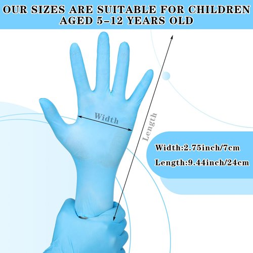 Cuffbow 50 Pairs Kids Gloves Disposable Ages 5-12 Kids Cleaning Latex Gloves for Crafting Painting Gardening Cooking (Multicolored)