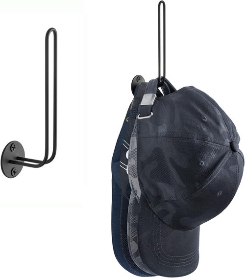Mkono Hat Organizer - Space-Saving Wall Rack for 20 Baseball Caps | Set of 2, Black, Modern Design
