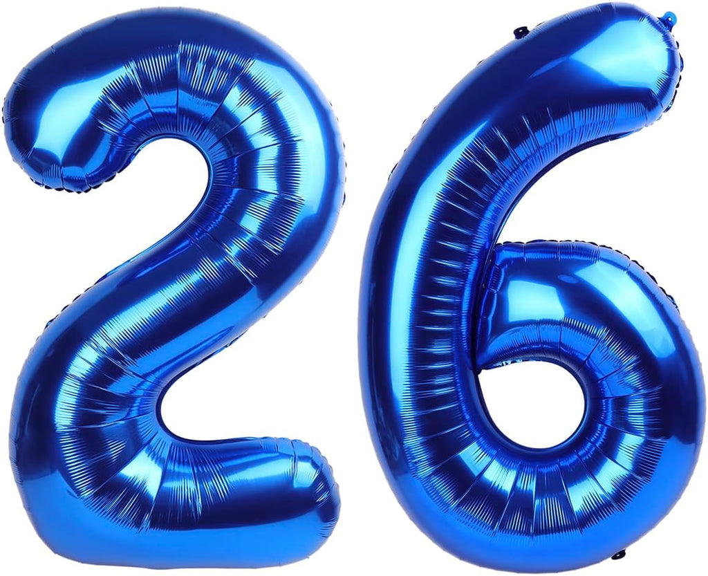 Number 26 Balloon - Dark Blue Foil Happy 26th Birthday Balloon | 40-Inch Large Size for Celebrations