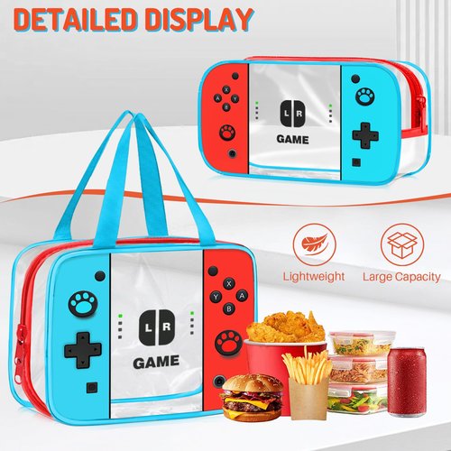 TILYTADLY 3PCS Clear Backpack for School - Gamer Kids Clear Backpacks for Boys and Girls,Heavy Duty Transparent Bookbag with Lunch Bag and Pencil Case - See Through PVC Transparent Bookbag