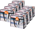Lifewit 40L Clear Clothes Storage Bags - 8 Pack Vinyl Zipper Organizers for Bedding & Comforters