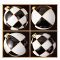 WDS WONDROUS Christmas Ornaments Black and White, Set of 4 Xmas Ball Shatterproof, Checkered Dot Hanging Ball for Christmas Tree Party Holiday Decoration Supplies