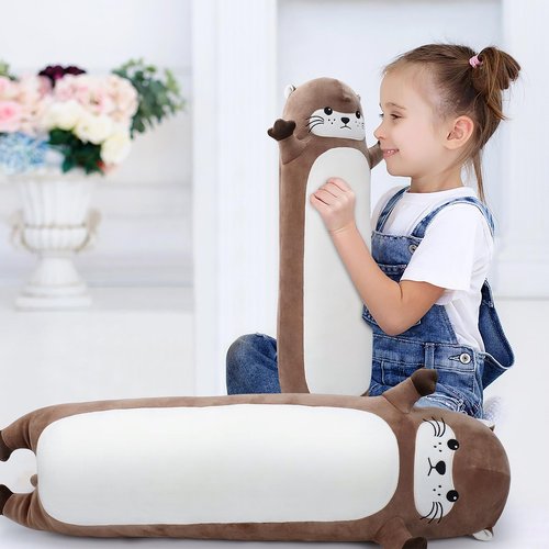 Sprinqdawin Large Otter Stuffed Animal,33.5” Long Otter Plush,Cute Plushies Animal Body Pillow,Kawaii Big Plush Toys Animals Gifts,Animals Sleeping Hugging Pillow Cushion for Kids Birthday