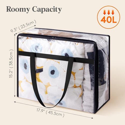 Lifewit 40L Clear Clothes Storage Bags - 8 Pack Vinyl Zipper Organizers for Bedding & Comforters