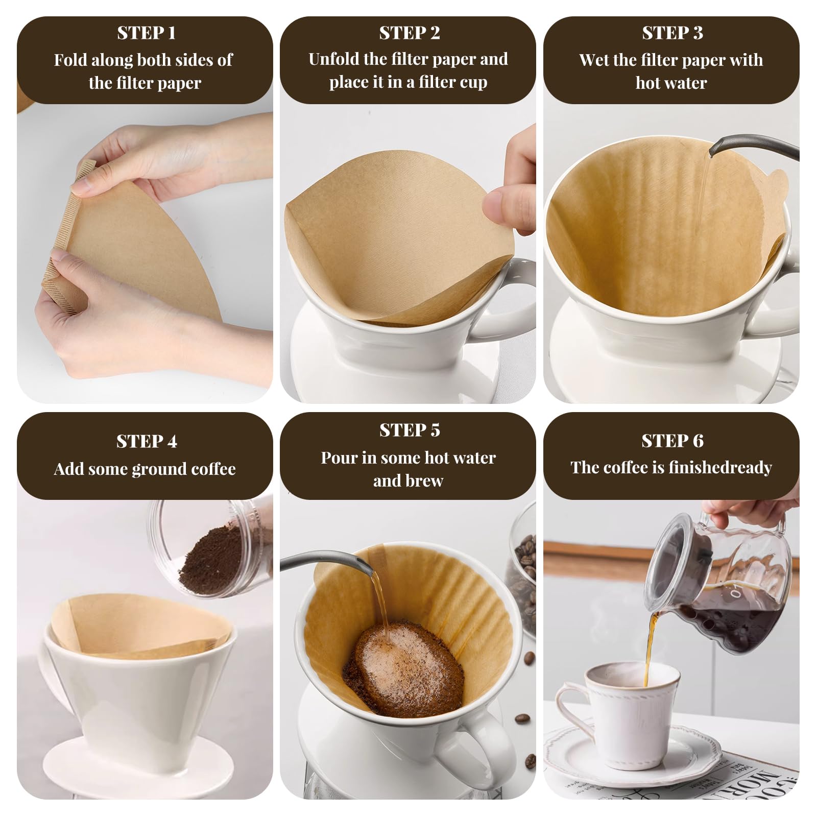 #4 Cone Coffee Filter 8-12 Cup, 200 Count Unbleached Natural Coffee Filters 4 Cone Paper for Ninja DualBrew Pro Ninja Coffee Bar Brewer