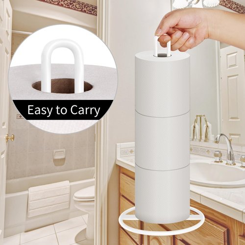 Toilet Paper Holder Stand, OBODING, White Freestanding Toilet Paper Holder for Storing 3 Rolls of Toilet Papers (White)