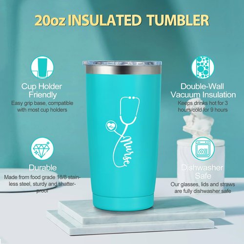 Suhctuptx Nurse Gifts Nurse Appreciation Gift Set for Women Christmas Gifts for Nurses Week Nurses Graduation Gift for Nurses Female Nursing Student with Canvas Bag Socks Tumbler Keychain