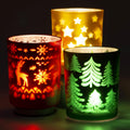 Rancco Tealight Candle Holders - Festive Indoor Xmas Decor | Elk, Christmas Tree & Stars Designs, 3.3x2.6in