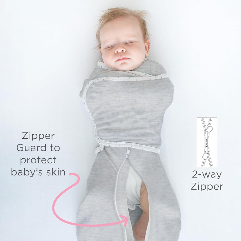 SwaddleDesigns 6-Way Omni Swaddle Sack - Arms Up Design for Newborns | Enhances Sleep, Small, 0-3 Months, Heathered Gray