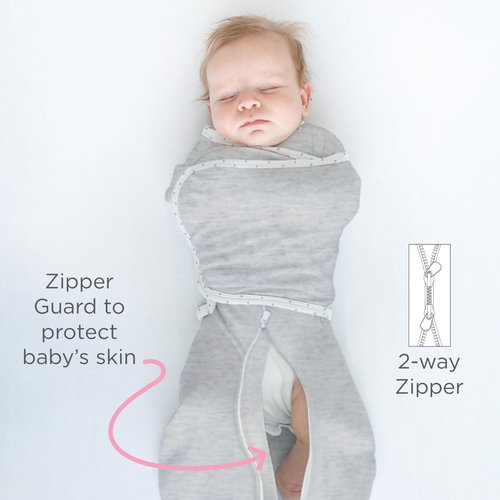 SwaddleDesigns 6-Way Omni Swaddle Sack, Arms Up Swaddle for Newborn, More Options to Calm Startle Reflex, Improves Sleep, Easy Transition Baby Sleep Sack, 12-18 lbs, Heathered Gray