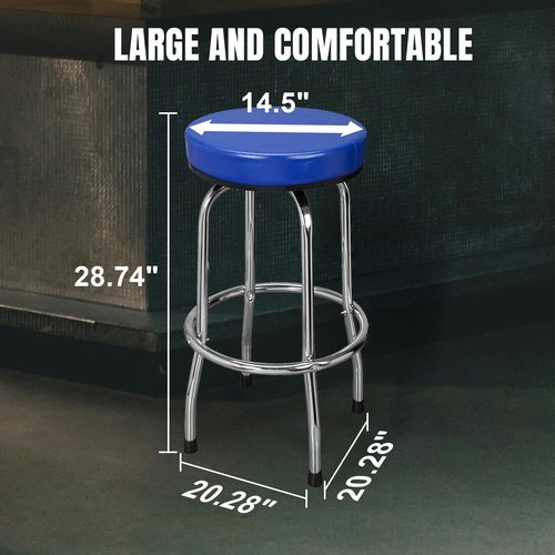 Big RED ATRP6185U-1 Torin Swivel Bar Stool: Padded Garage/Shop Seat with Chrome Plated Legs, Blue