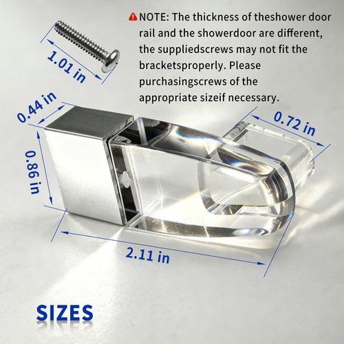 Clear Acrylic Towel Bar Brackets for Alumax Basco Framed Sliding Glass Shower Door Towel Rod Parts Replacement with Bright Chrome Sleeve Silver (2 Pack)