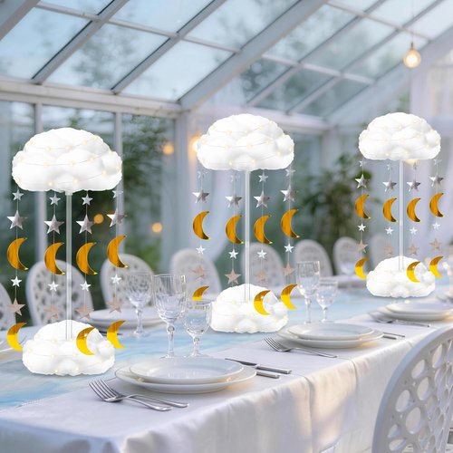**3D Fluffy Cloud LED Light Kit - Hanging & Table Centerpiece Decor for Baby Showers, Nurseries & Parties**