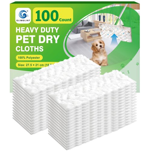 GLIMGLINT Heavy Duty Dry Sweeping Cloths Compatible with Swiffer Sweeper, Disposable Duster Mop Pads Refills for Floor Cleaning, Pet Hair, Dust and Dirt, Dry Cloths for Wood Floors, 100 Count