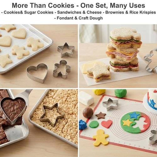 Auktosmn Geometric Plaque Cookie Cutter Set-6 Piece-4.0 Inch-Diswasher Safe-Frame Cookie Cutter Shape for Baking