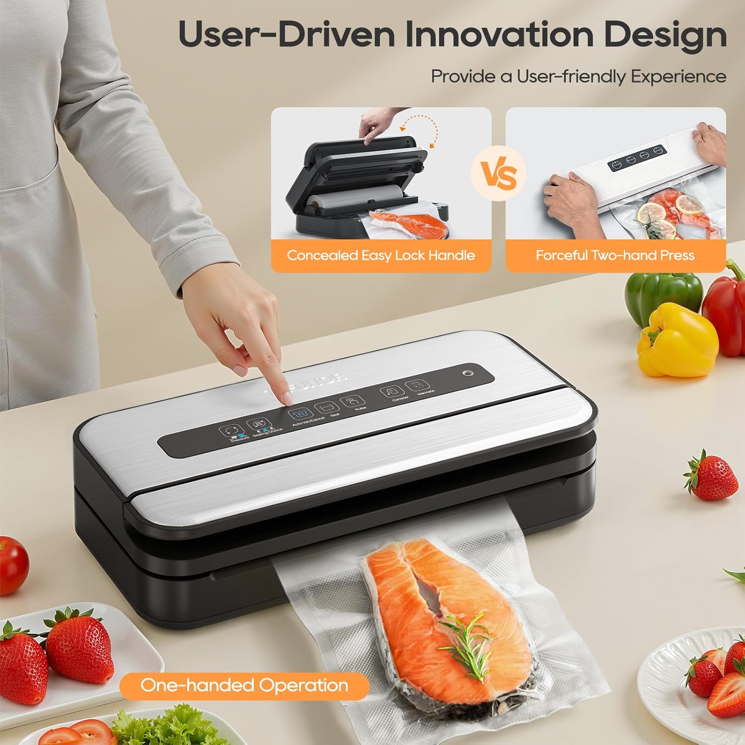 Vacuum Sealer Machine - 90Kpa Food Preservation with Dry, Moist & Liquid Modes | LED Indicator & Built-in Cutter