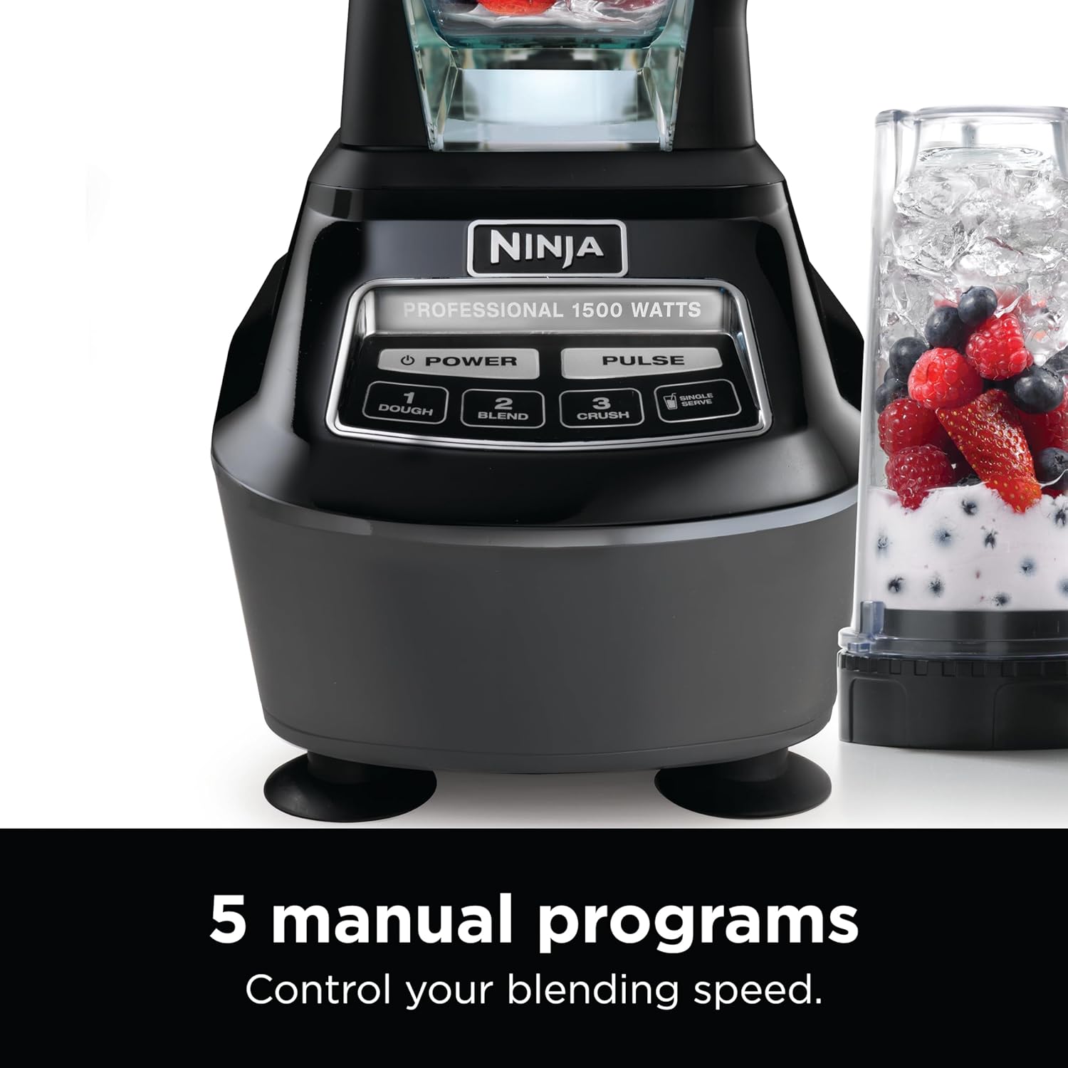 Ninja Kitchen System - All-in-One Food Processor & Blender for Smoothies | Includes Pitcher, Travel Cup & 8-Cup Bowl | Perfect for Salsa, Dough & Frozen Drinks | 120 Volts | Black | BL770AMZ