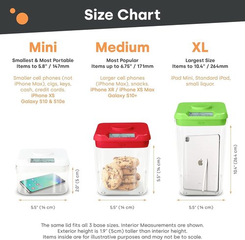Kitchen Safe Time Locking Container (Medium), Timed Lock Box for Cell Phones, Snacks, and other unwanted temptations (White Lid + 5.5” Clear Base)