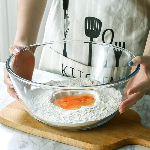 Homwin Glass Mixing Bowl Set - 3-Piece High Borosilicate Bowls for Baking & Serving | Microwave & Dishwasher Safe