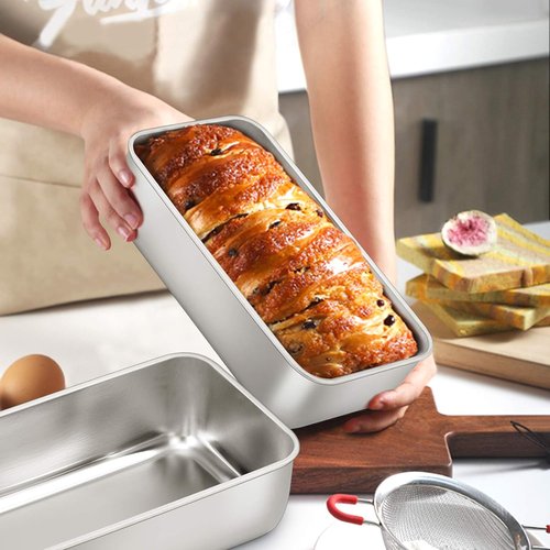 E-far Stainless Steel Loaf Pan - 9 x 5 Inch Non-Toxic Bakeware for Bread, Meatloaf & Cakes | Set of 3