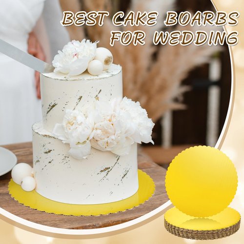 Dandat 150 Pcs 10 Inch Cardboard Cake Boards Bulk Round Gold Circles Boards Study Base for Cake Pizza Desserts for Wedding, Baking Decorating Supplies