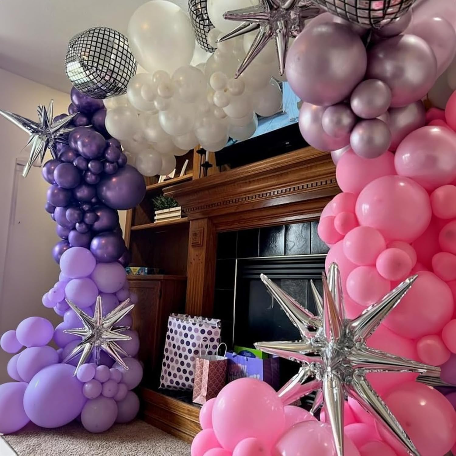 Togvu 12-Inch Metallic Purple & Pink Balloons - 60 Pack Confetti Latex for Birthday & Baby Shower Decor