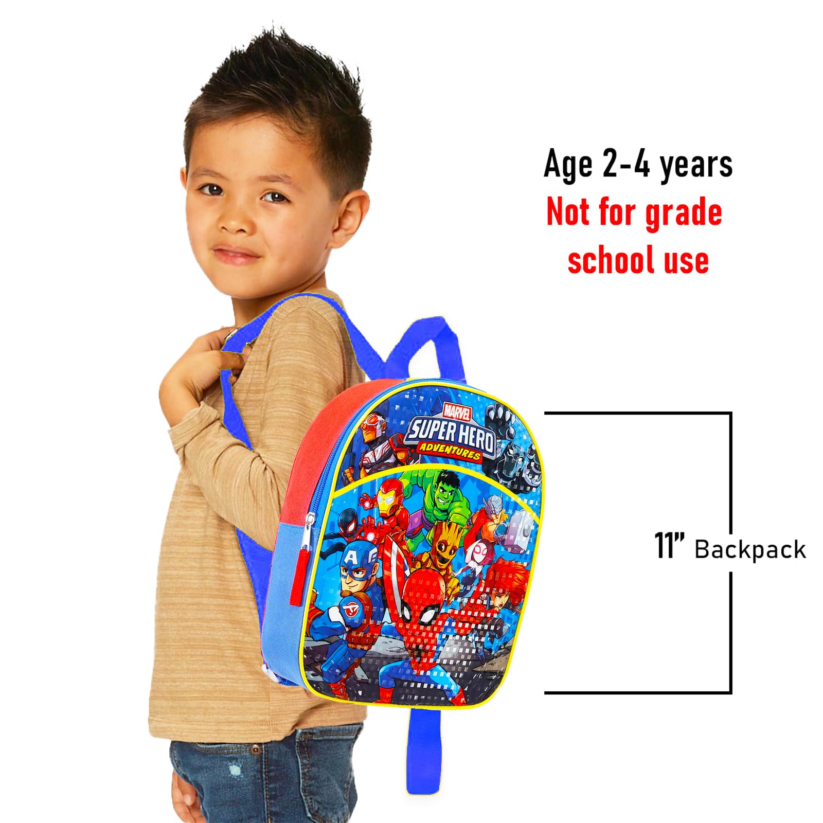Spidey and Friends Mini Backpack for Boys - Bundle with 11" Spiderman School Bag for Toddlers Plus Button | Spidey and His Amazing Friends Small Backpack for Kids