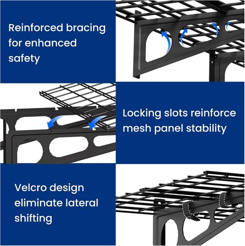 FLEXIMOUNTS Heavy-Duty Wall-Mounted Garage Shelving | 2x3ft Storage Rack Holds Up to 200 lbs - Black Classic Series