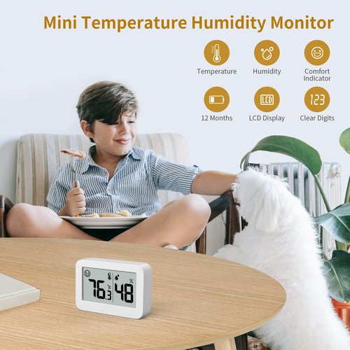 DOOMAY Mini Hygrometer Indoor Thermometer - Digital Humidity & Temperature Monitor | 2-Pack for Greenhouse & Baby Room