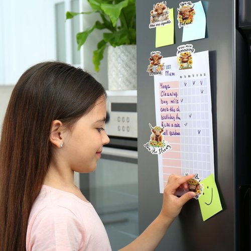 Copkim 16 Pcs Funny Puns Fridge Magnets Reward Refrigerator Magnets Cute Inspirational Magnetic Stickers for Whiteboard Supplies(Highland Cow)