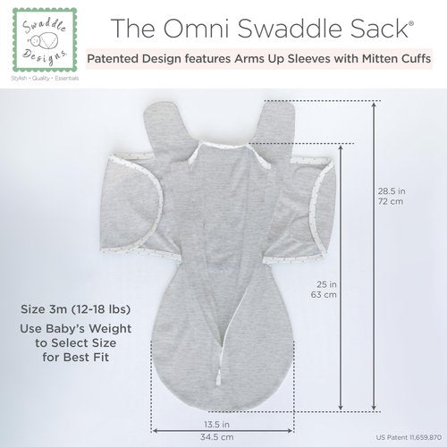 SwaddleDesigns 6-Way Omni Swaddle Sack, Arms Up Swaddle for Newborn, More Options to Calm Startle Reflex, Improves Sleep, Easy Transition Baby Sleep Sack, 12-18 lbs, Heathered Gray