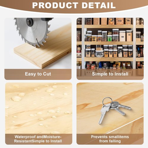laapee Wire Shelf Covers for Closet & Pantry | Natural Solid Wood 8mm Thick | Wood Wire Rack 24x12 Inch | Tool-Free Removable Rustic Design (5 Pack, Includes 1 Small Wooden Tray)