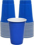 PAMI 16oz Blue Plastic Party Cups - Pack of 30 Disposable Drinking Glasses for Iced Tea, Beer & Cocktails