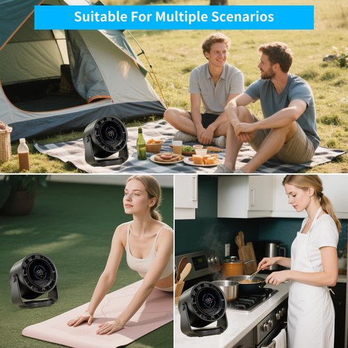 ZKSCool Desk Fan, 4000mAh Ultra - Quiet Digital Display Rechargeable USB Fan, 199 - Speed Wall-Mounted Desk Fan,120°Tilt Long - Lasting Portable Fan for Home, Office, Kitchen, Travel & Camping