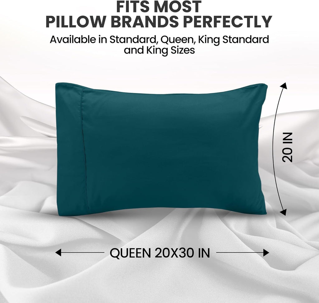 Utopia Bedding Queen Pillow Cases - Soft Brushed Microfiber - 2 Pack, Fade Resistant | Teal 20 x 30 Inches