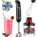 KOIOS 800-Watt/ 12-Speed Immersion Hand Blender(Titanium Reinforced), Turbo for Finer Results, 4-in-1 Set Includes BPA-Free Food Chopper / Egg Beater / Beaker, Ergonomic Grip, Detachable